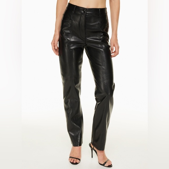 Wilfred Pants - Aritzia Wilfred High Waisted Black Faux Leather Women's Pants Size 0